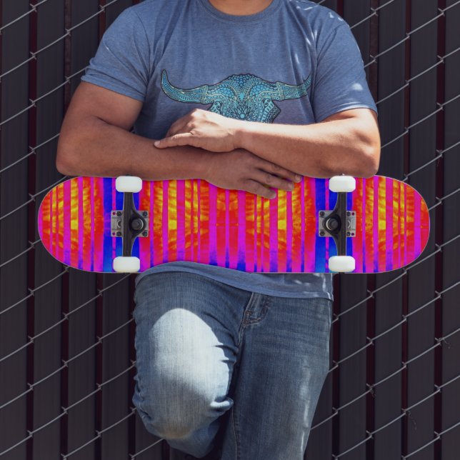 Skateboard Planche à roulettes rose et bleu néon (Extérieur 3)