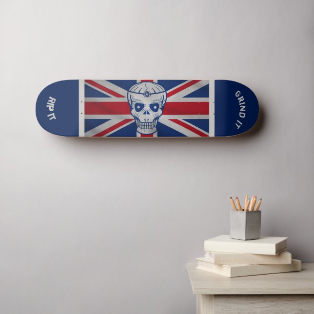 Skateboard Planche à roulettes Skull & Union Jack (Art mural (Horz))