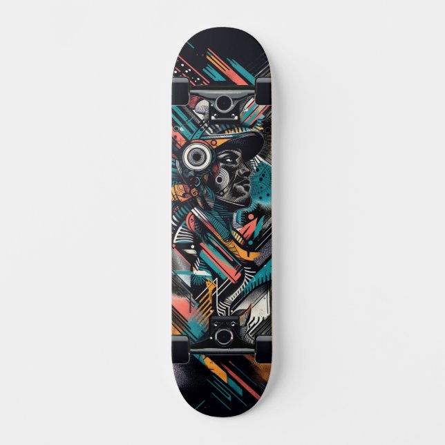 Skateboard Planche à roulettes Street Art Tech Rétro-Futurist (Recto)