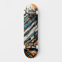 Planche à roulettes Street Art Tech Rétro-Futurist