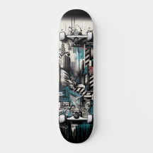 Planche à roulettes Street Art Tech Rétro-Futurist