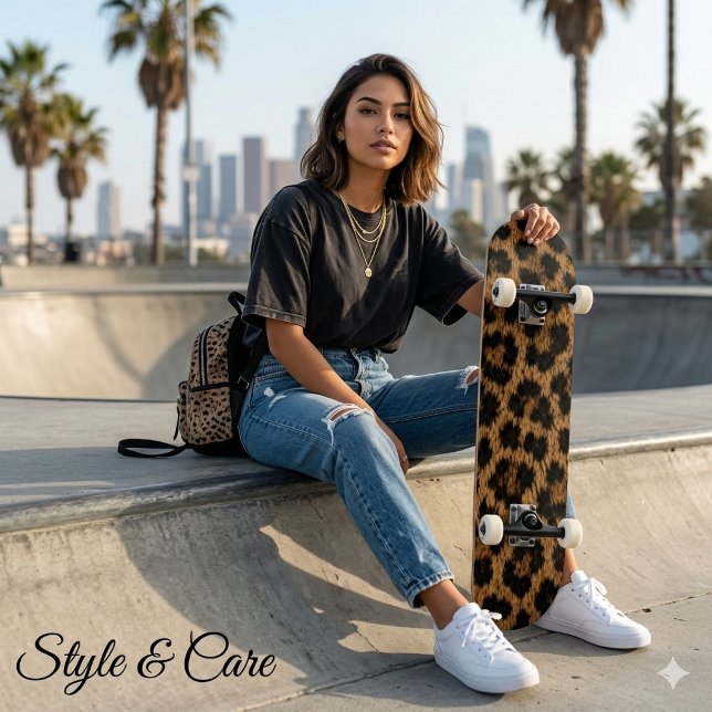 Skateboard Planche à roulettes tendance à motif léopard éléga (Trendy Leopard Pattern Stylish Unique Skateboard)