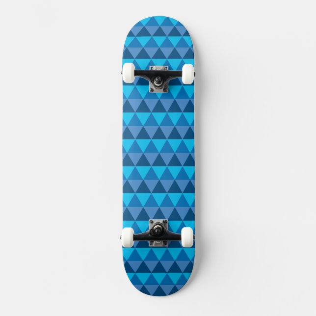 Skateboard Planche à roulettes - Triangles géométriques bleus (Recto)