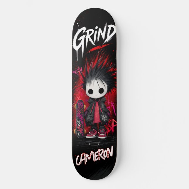 Skateboard Planche à roulettes urbaine avec graffiti emo pers (Recto)