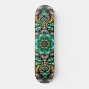 Skateboard planche de mandala à fleurs vertes