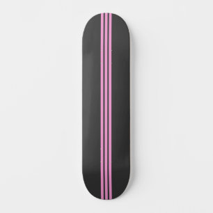 Skateboard Planche de skate rayée noire et rose