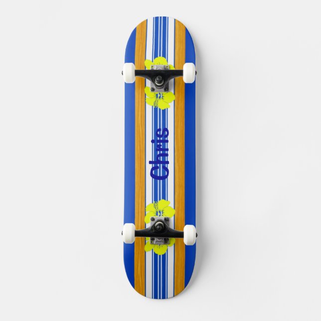 Skateboard Planche de surf hawaïenne de bleu de ketmie (Recto)