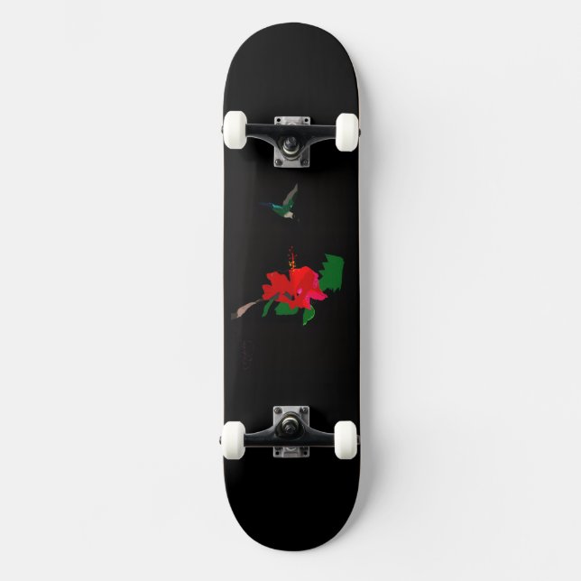 Skateboard Planche Nevoy Ryder Fleur d'Hibiscus & Colibri (Recto)