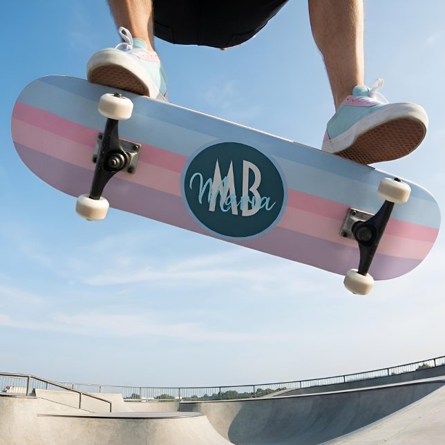 Skateboard Planche personnalisée avec monogramme et rayures p (Créateur téléchargé)