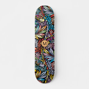 Skateboard Plancher à roulettes coloré Floral Orange Black Mo