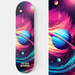 Skateboard Planètes cosmiques Universe Rose & Bleu<br><div class="desc">Plongez dans l'univers cosmique avec notre planètes Pink & Blue skateboard,  alliant beauté céleste et cool urbain. Personnalisez le pont avec votre touche et rouler à travers la galaxie dans le style. C'est un autre 100% Snuggle Hamster Designs.</div>