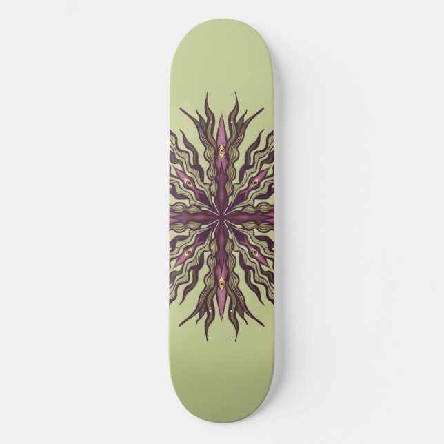 Skateboard Plante à œil psychédélique - Mandala botanique sur (Recto)