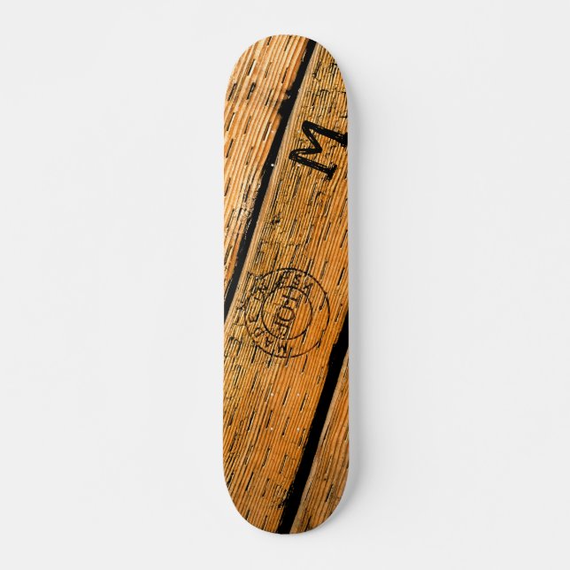 Skateboard Plaques en bois monogrammes estampillées "Fabriqué (Devant)