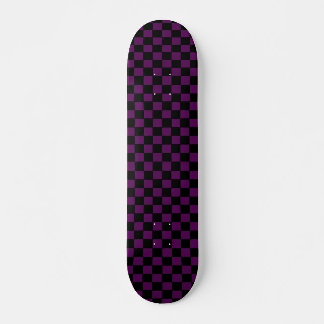 Skateboard Plate-forme Checkered pourpre et noire (Devant)