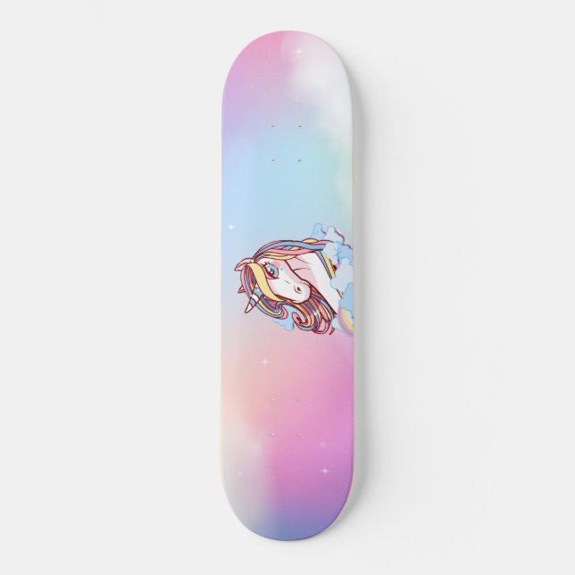 Skateboard Plate-forme de licorne et de planche à roulettes (Recto)