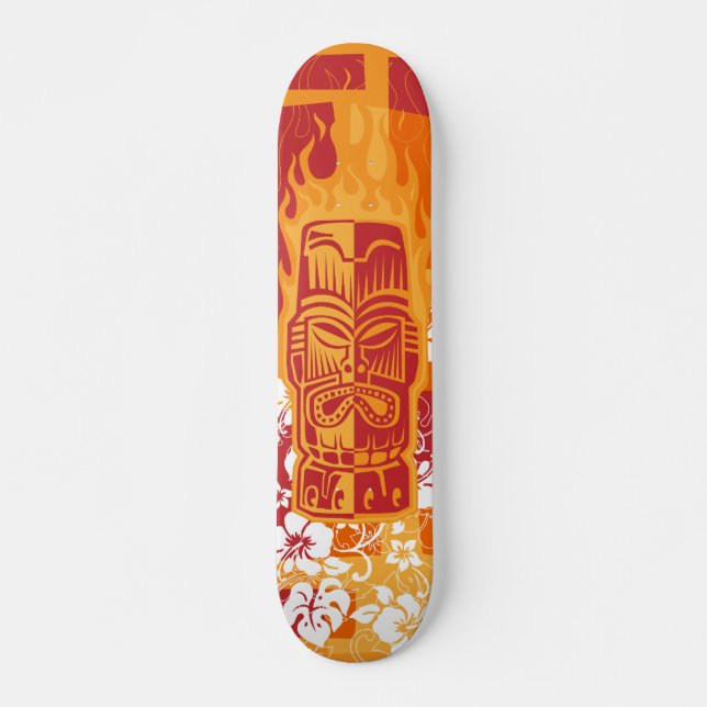 Skateboard Plate-forme de Tiki avec des flammes (Devant)