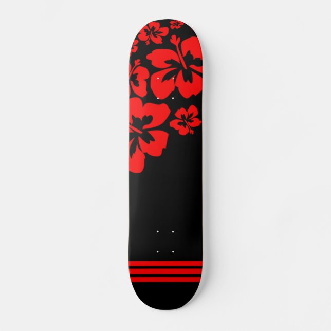 Skateboard Plate-forme influencée hawaïenne rouge et noire de (Recto)