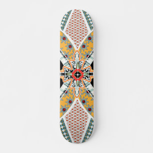 Skateboard Plate-forme tribale jaune rouge noire à la mode de