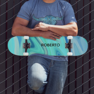 Skateboard Plateforme de skate à rayures fluides turquoise et