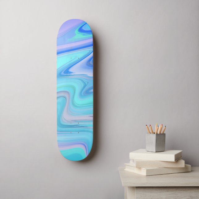 Skateboard Plateforme de skate à rayures fluides turquoise et (Art mural)
