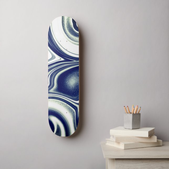 Skateboard Plateforme de skate à texture de marbre bleu moder (Art mural)