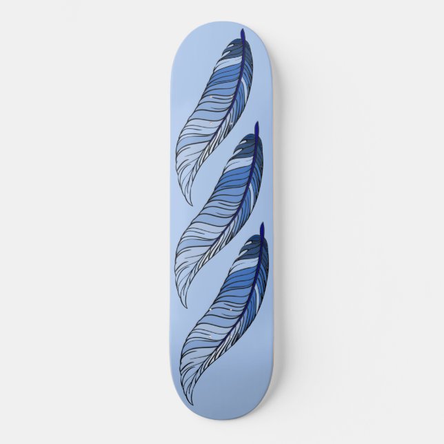 Skateboard - Plumes bleues (Recto)