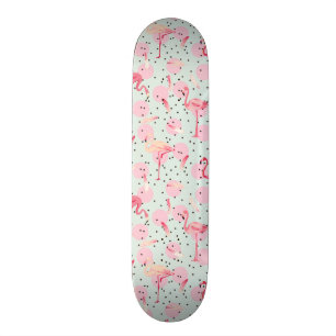 Skateboard Plumes de Flamant rose sur le pois