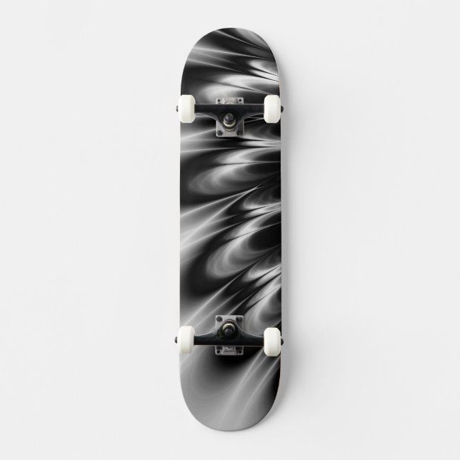 Skateboard Plumes noires et blanches (Recto)