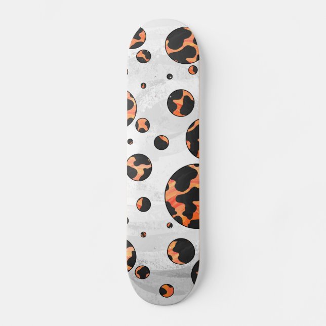 Skateboard Poche noire et orange Polka Imprimer (Recto)
