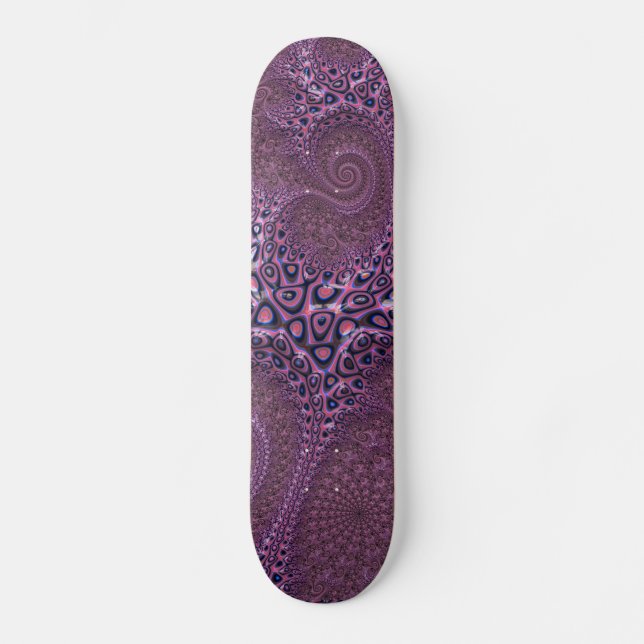 Skateboard Poctopus rose Abstrait fractal (Recto)