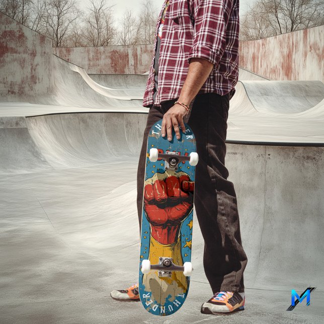 Skateboard Poing Pop Art avec Explosion de Bande Dessinée - A (Créateur téléchargé)