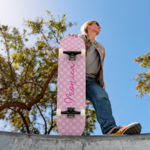 Skateboard Point Polka rose clair personnalisé