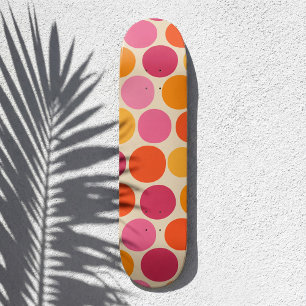 Skateboard Pointe Polka inspirée rose et orange gras rétro