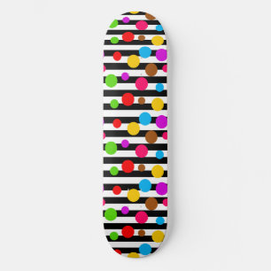 Skateboard Points Colorés Rayures