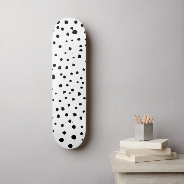 Skateboard Points dalmatiens, Points dalmatiens, Noir et Blan (Art mural)