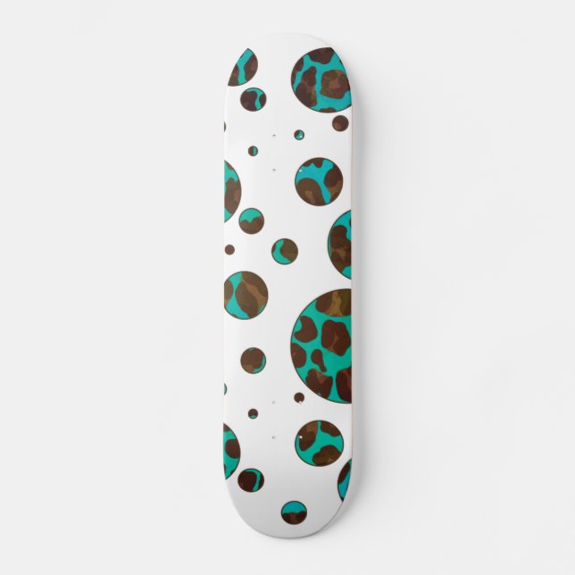 Skateboard Points Leopard Brown et Turquoise PrintPolka (Recto)
