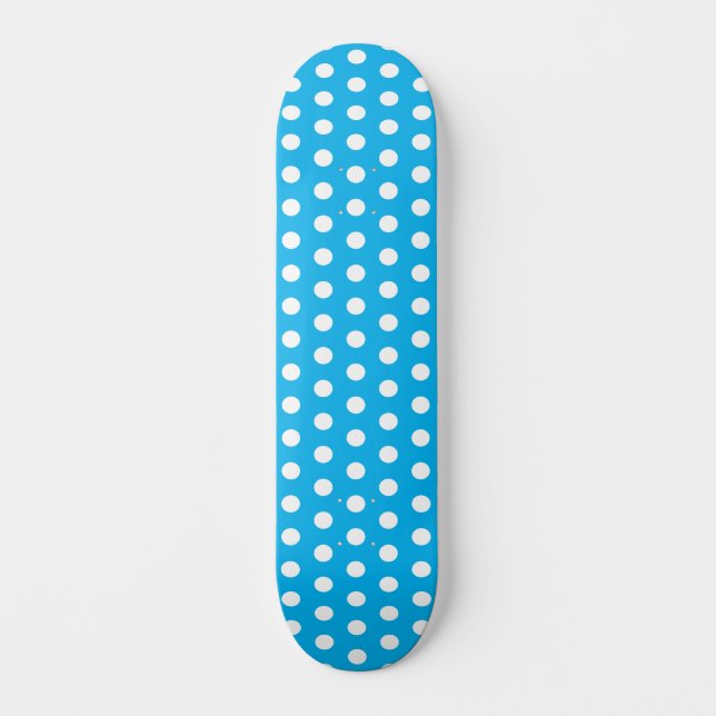 Skateboard Points Polka Classiques Ciel Bleu et Blanc (Recto)