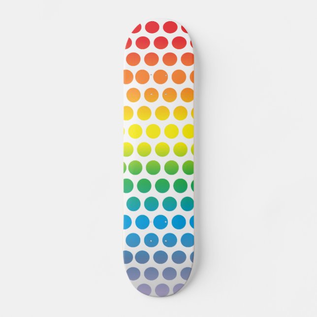 Skateboard Pois arc-en-ciel blanc (Recto)