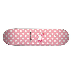 Skateboard Pois blanc rose de licorne