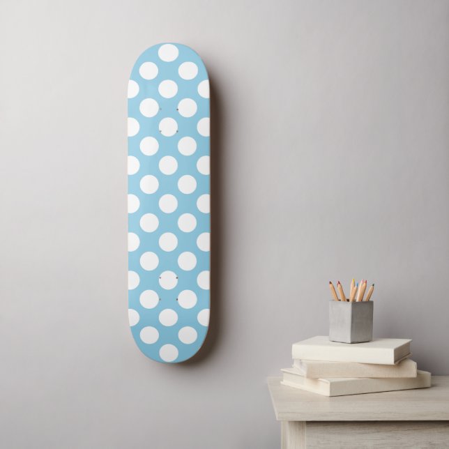 Skateboard Pois Bleus, Motif Pointe Polka, Points, Pointe (Art mural)