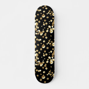 Skateboard Pois d'or sur un arrière - plan noir