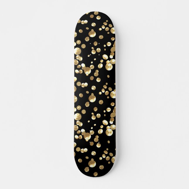 Skateboard Pois d'or sur un arrière - plan noir (Devant)