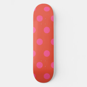 Skateboard Pois rose et rouge orange monogrammé