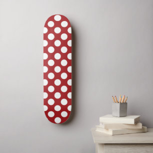 Skateboard Pois rouges, Motif à points polka, points, pointil
