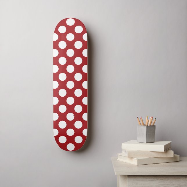 Skateboard Pois rouges, Motif à points polka, points, pointil (Art mural)