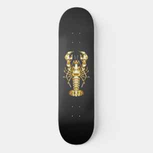Skateboard Poisson à langouste polygonale dorée sur noir