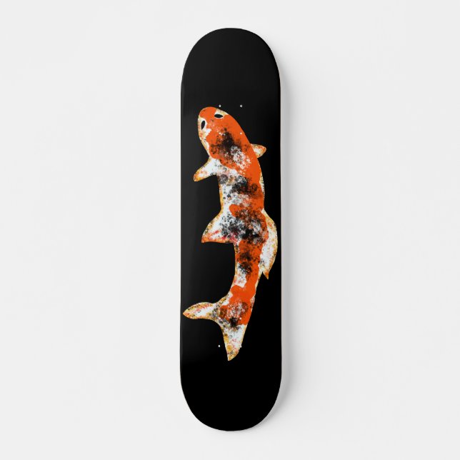 Skateboard Poisson Koi noir (Devant)