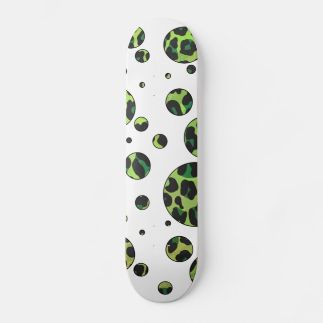 Skateboard Polka Dot Leopard noir et vert (Recto)