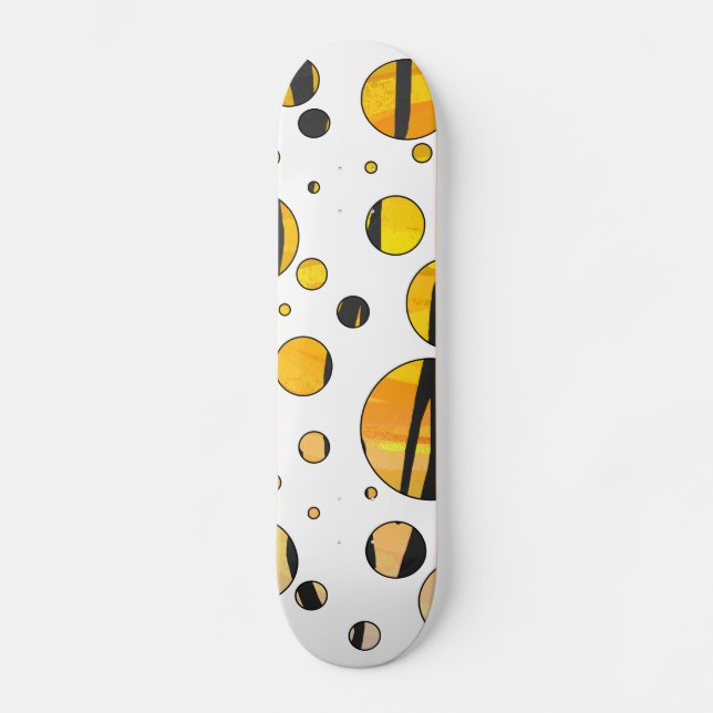 Skateboard Polka Dot Tiger noir et orange (Recto)