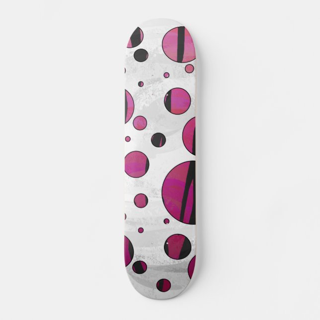 Skateboard Polka Dot Tiger rose chaud et noir (Recto)
